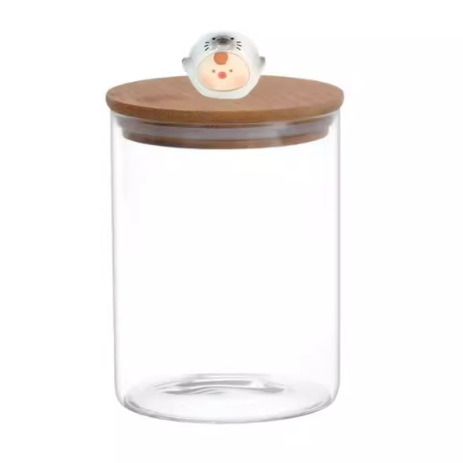 Glass Storage Container with Mystery Figure on Lid